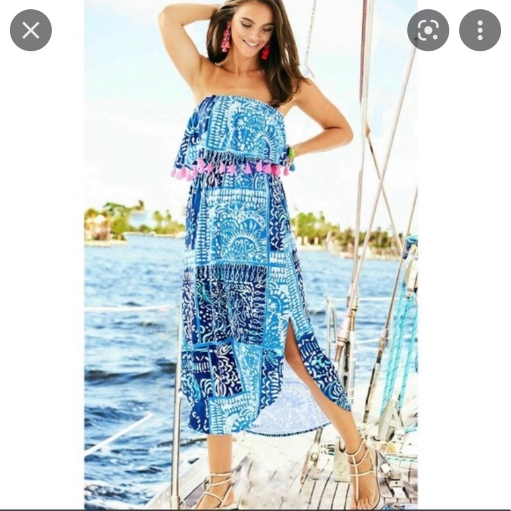 Lilly Pulitzer strapless Meridian Midi Dress
